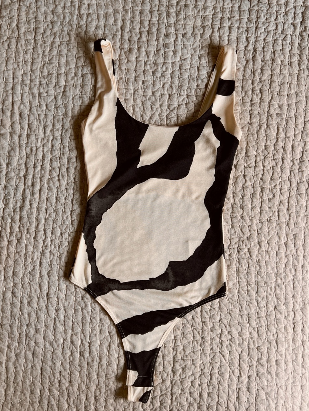 Black and Cream Patterned Bodysuit